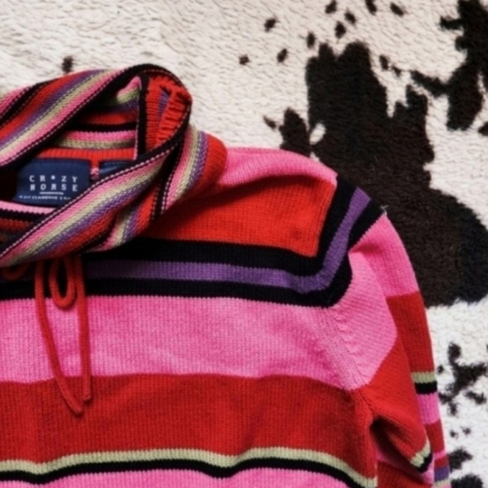 "CRAZY HORSE" WOMEN'S 90'S COWL NECK SWEATER- MULTI - Picture 3 of 4